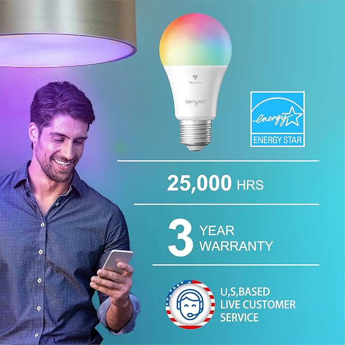 Sengled Smart Light Bulb, Color Changing Light Bulb, WiFi Light Bulbs No Hub Required, Smart Bulbs That Compatible with Alexa & Google Home, Smart LED A19 RGB Light Bulbs, 2 Pack