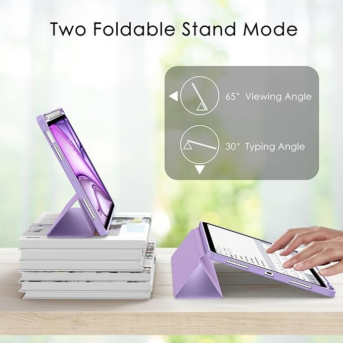 Soke Case for New iPad Air 11 Inch (M4/M3/M2, 2026-2024), iPad Air 5th/4th Generation 10.9 Inch (2020-2022) with Pencil Holder, Soft TPU Back Cover & Auto Sleep/Wake, Lilac