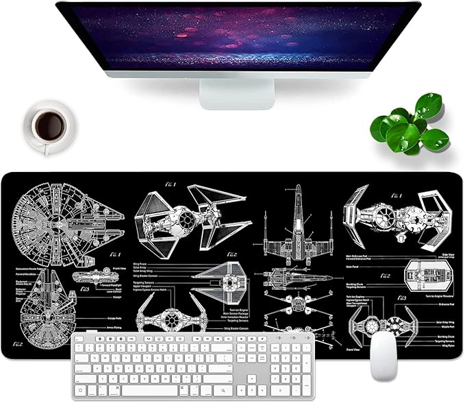 Black Gaming Mouse Pad Large Mouse Pad XL Desk Mat 31.5x11.8x0.12 inch Large Desk Pad Design Keyboard Pad (Design -6)