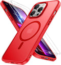 Miracase Magnetic Series for iPhone 13 Pro Max Case [Compatible with MagSafe] [with 2X Screen Protectors] Military-Grade Protection, Anti-Fingerprint, Slim Phone Case for iPhone 13 Pro Max, Red