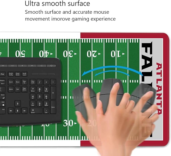 Large Gaming Mouse Pad, Mousepad with Non-Slip Rubber Base for Laptop Computer Desktop Keyboard,Football Fans Red Design Boy Mat Husband Gift