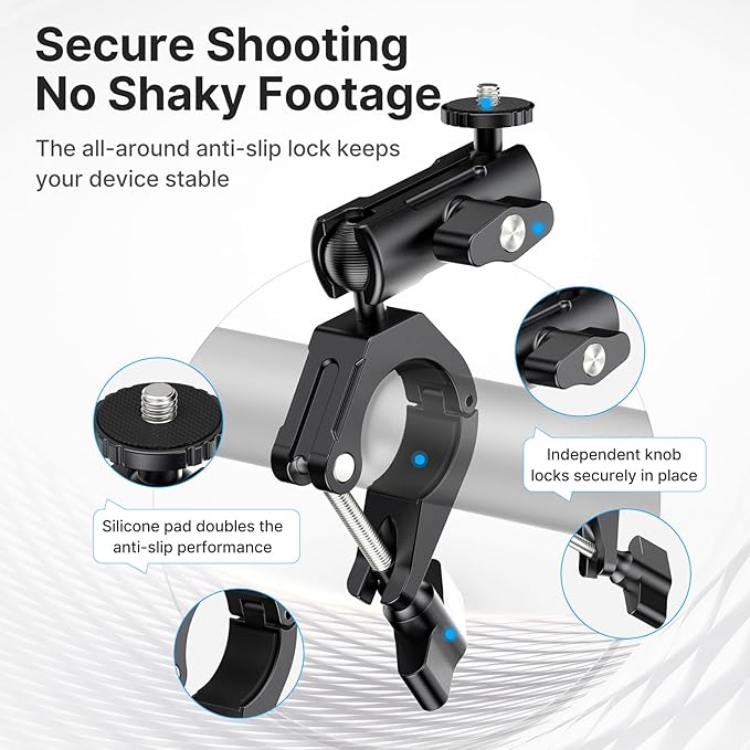 ULANZI Goquick Bicycle Bracket for Action Camera 360°Motorcycle Camera Mount for Bike Holder Handlebar Mount w Adpter for Hero Action Cameras Φ8~35mm