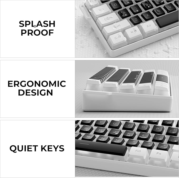 60% Gaming Keyboard,Wired Backlit Mini Membrane Keyboard, Strong Mechanical Feel for PC/Mac Gamer, Typist, Travel, Easy to Carry on Business Trip(61 Keys)-White