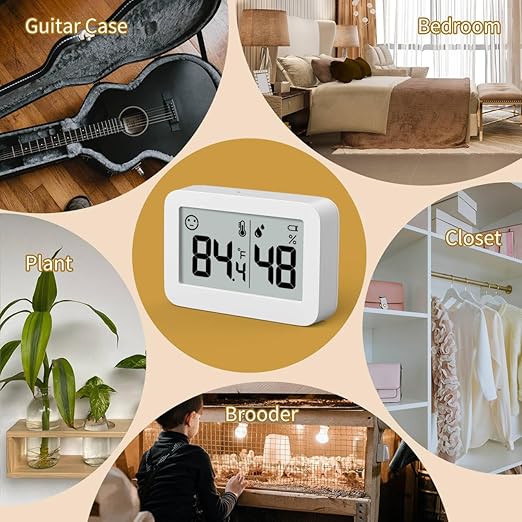DOOMAY 2-Pack Mini Hygrometer Indoor Thermometer, Humidity Gauge with Switch (℃/℉), Humidity Meter Digital Temperature Monitor for Greenhouse Babyroom Cellar Reptile Incubator Closet