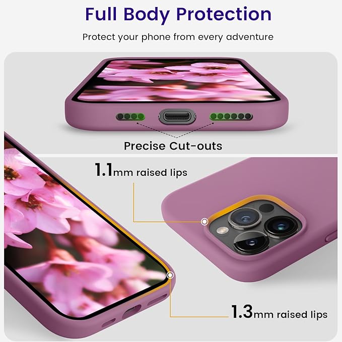 OTOFLY Designed for iPhone 15 Pro Case, Silicone Shockproof Slim Thin Phone Case for iPhone 15 Pro(6.1 inch), (Lilac Purple)