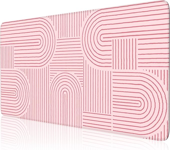 iCasso Pink Desk Matt for Desktop, Cute Desk Pad Mat, Large Mouse Pad, Anti-Slip Big Mousepad with Stitched Edges, Keyboard Pad for Computer(Pink)