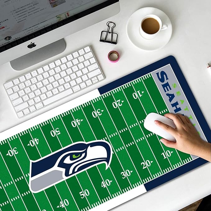 Large Gaming Mouse Pad, Mousepad with Non-Slip Rubber Base for Laptop Computer Desktop Keyboard,Football Fans Boy Husband Gift Blue Design Mat