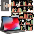 Case for iPad Air 13-inch (M4/M3/M2), iPad Pro 12.9 Case 6th/5th/4th/3rd Generation with Pencil Holder Multi-Angle Adjustable Stand Shockproof with Pocket/Hand Strap/Auto Wake Sleep, Bookshelf Cat