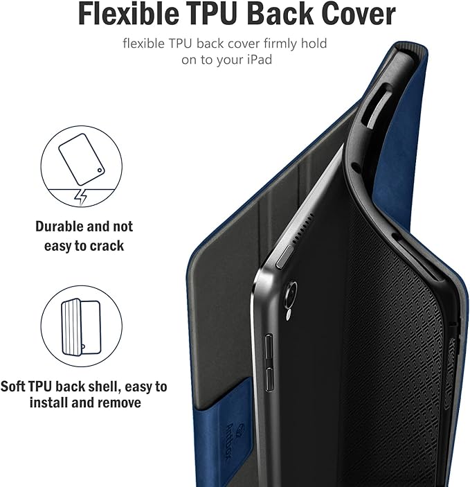 Antbox Case for iPad Air 2/iPad 6th/5th Generation(9.7'')/Pro 9.7''/Air 1 Vegan Leather Case with Pencil Holder Auto Sleep/Wake Function Smart Cover for iPad 9.7'' (Blue)