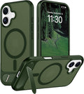 Magnetic Compatible with iPhone 16 Case, [Built-in Invisible Kickstand][Compatible with MagSafe][Military Grade Shockproof] Slim Translucent Matte Phone Case for iPhone 16 6.1"