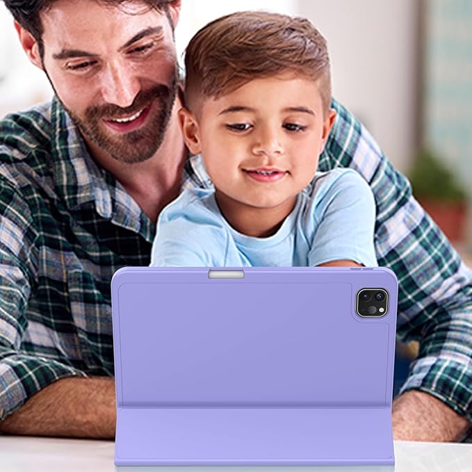 ZryXal New iPad Pro 13 Inch Case (M5) 2025 / (M4) 2024 with Pencil Holder, Smart iPad Case [Support Pencil Pro and Pencil (USB-C)], Support Touch ID and Auto Wake/Sleep (Slate Blue)