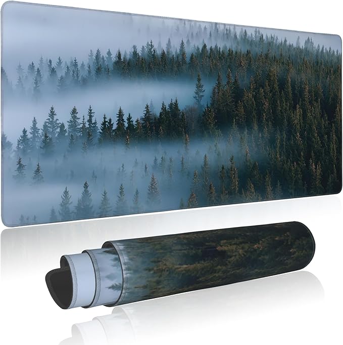 Large Mouse Pad Misty Foggy Sunset Extended Gaming Mouse Pad Desk Mat Stitched Edges Mousepad Non-Slip Rubber Base Keyboard Pad for Laptop Computer PC 35.4 x 15.7 inches