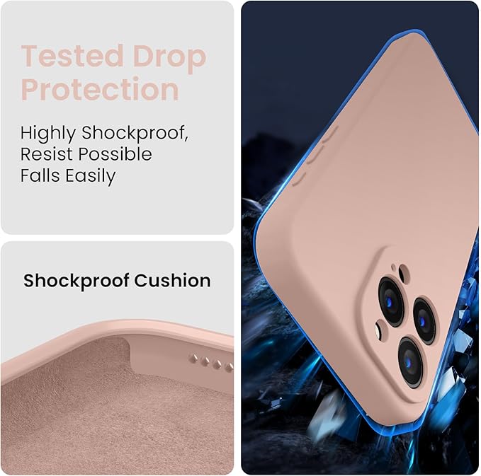 FireNova Designed for iPhone 15 Pro Max Case, Silicone Upgraded [Camera Protection] Phone Case, Soft Anti-Scratch Microfiber Lining Inside, 6.7 inch, Pinksand