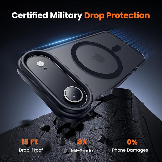 toushion 3 in 1 for iPhone Air Case Matte Black,Fits MagSafe, Screen Protector*1 Camera Lens Protector*1,Matte Skin Feeling Back, Cover Military-Grade Protection