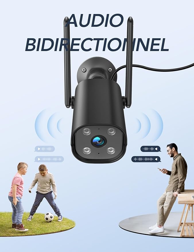 GNCC Outdoor Security Camera Wireless, 2K Cameras for Home Security, Color Night Vision, Motion Detection, 2-Way Audio, Cloud Storage Subscription Required, IP65 Waterproof, Only 2.4GHz (Black-1P)