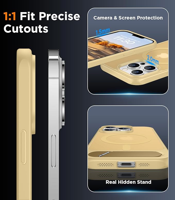 Magnetic Compatible with iPhone 13 Pro Case, [Built-in Invisible Kickstand][Compatible with MagSafe][Military Grade Shockproof] Slim Translucent Matte Phone Case for iPhone 13 Pro 6.1"