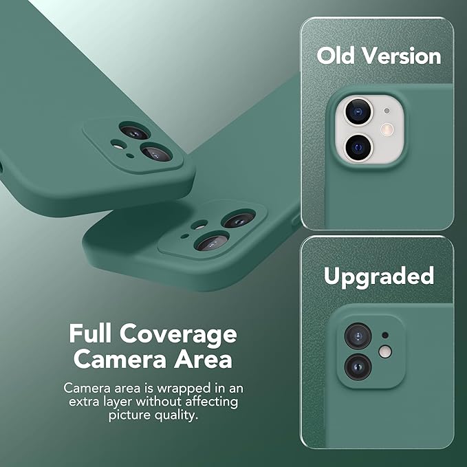 Magnetic for iPhone 12 Case, Compatible with MagSafe, [Full Camera Protection][Screen Protector] Silicone Shockproof Protective Phone Case for iPhone 12 6.1", Midnight Green