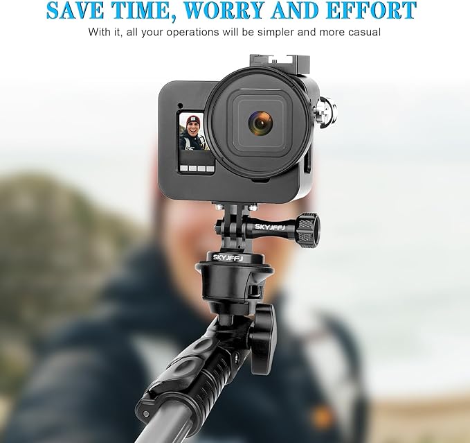 Aluminum Tripod Adapter Attachment Bolt Adapter for Monopod Mount with Aluminum CNC Thumbscrew Compatible Gopro Hero 13 12 11 10 9 8 DJI Osmo Insta360 AKASO and Other Action Camera