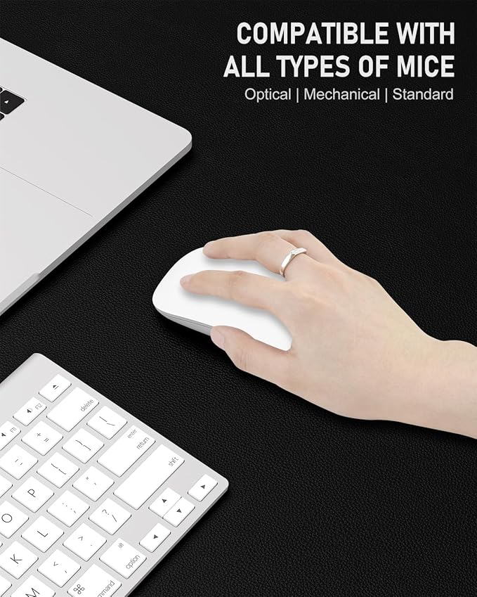 Desk Pad, 48" x 17" PU Leather Non-Slip Desk Mat Large Mouse Pad for Desktop, Waterproof Laptop Computer Writing Mat for Office, Home, Work, Gaming, Black