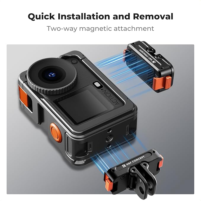 K&F CONCEPT Cage + Foldable Quick Release Mount Kit Compatible with DJI Osmo Action 6 Only, Protective Expansion Frame Case with Cold Shoe Mount | 1/4" Screw Adapter for Tripod, Selfie Stick Vlogging
