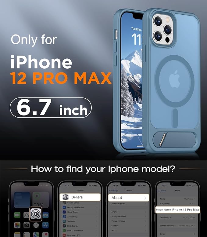 Magnetic Compatible with iPhone 12 Pro Max Case, [Built-in Invisible Kickstand][Compatible with MagSafe][Military Grade Shockproof] Slim Translucent Matte Phone Case for iPhone 12 Pro Max 6.7"