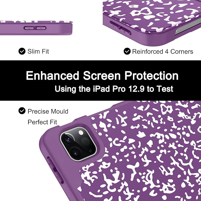 Soke Case for iPad Air 13 Inch (M4/M3/M2,2026-2024), iPad Pro 12.9" 6th/5th Generation with Pencil Holder(2021 2022 Release)-[Apple Pencil Charging + Auto Wake/Sleep] Soft Back Cover, Book Violet