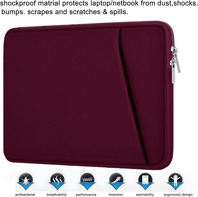 Laptop Sleeve Case 14 inch, Durable Carrying Bag Shockproof Protective Case Cover, Handbags Briefcase Laptop Bag Compatible with 14" MacBook Air/Pro HP Asus Lenovo Notebook Computer, Wine Red