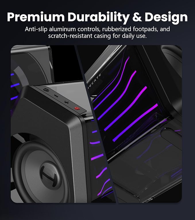 Edifier G2000 Pro 2.0 RGB Gaming Speakers with 64W Peak Power, Virtual 7.1 Surround Sound, 270° TempoFlow Light Sync, Bluetooth 5.4/USB-C/AUX for PC, PS5, Game Console (Black)
