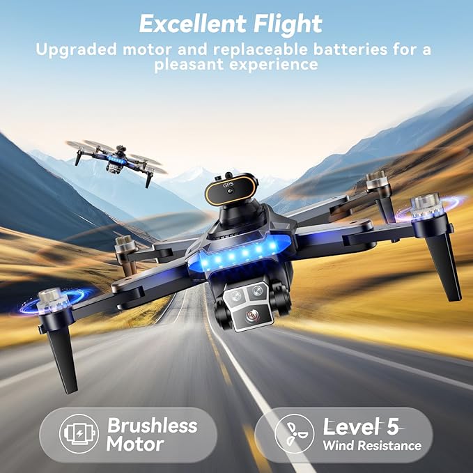 Drones with Camera for Adults 4K, GPS Drone with Obstacle Alert & Auto Return, 54 Mins Flight 3 Batteries, Brushless Motor, Foldable Mini Drone Under 249g, 5G WiFi - HYTOBP P17 (Age 14+, Black)