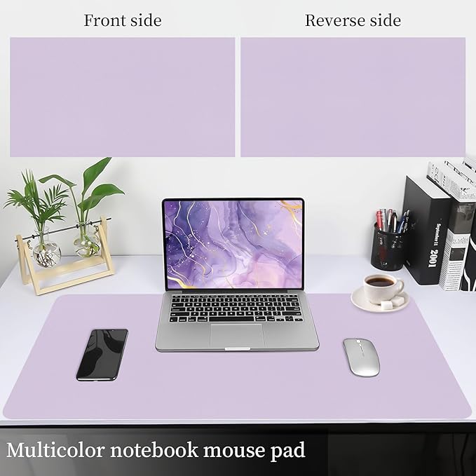 Bloss Purple Leather Desk Mat,Leather Mouse Pad,Desk Protector Mats,Large Mouse Pad,Office Desks Mats,Desks Mat for Keyboard,Dual-Side Computer Mouse Pads Writing Pad for Office/Home.31.5"x 15.7"