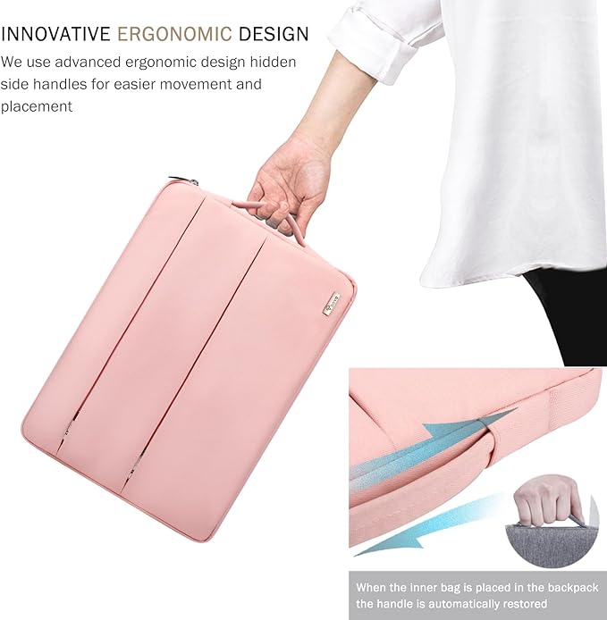 Voova 13 13.6 Inch Laptop Sleeve Case Compatible with MacBook Air 13 M1/M2/M3/M4 2020-2025, MacBook Pro 13/14, IPad Air/Pro 13, Waterproof Slim Computer Bag Cover with Handle, Sakura Pink