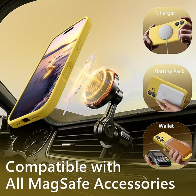 FireNova Magnetic for iPhone 17 Case, Compatible with MagSafe, [Integrated Silicone Camera Control Button] [Camera Protection] Anti-Scratch Microfiber Lining Phone Case, 6.3", Yellow