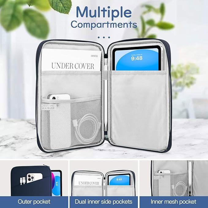 Dadanism 9-11" Tablet Sleeve Bag Carrying Case for iPad (A16) 11th Gen 11", iPad 10th Gen 10.9" Air 5/4, iPad Air M4/Pro 11", iPad 9/8/7th, Galaxy Tab A11+ Plus 11", Remarkable 2 10.3", Indigo