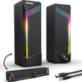 Computer Speakers, 2 in 1 PC Speaker , Gaming Speakers for PC Computer Laptop Desktop Monitor, RGB Speakers with Touch Sensitive Lighting, USB Powered 3.5mm Aux（Package Only Two Speaker, No Soundbar）