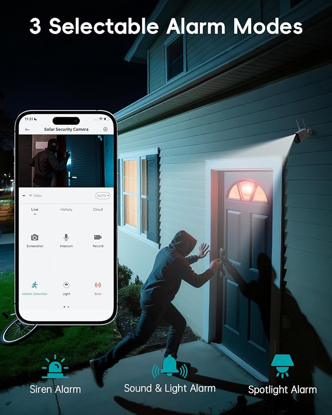 ZUMIMALL Solar Security Cameras Wireless Outdoor - 2 Packs, 2K Camera for Home Security, Front Door, Yard & Driveway, Color Night Vision, 2.4GHz WiFi, 2-Way Talk, Spotlight & Siren, IP66/Alexa/Cloud