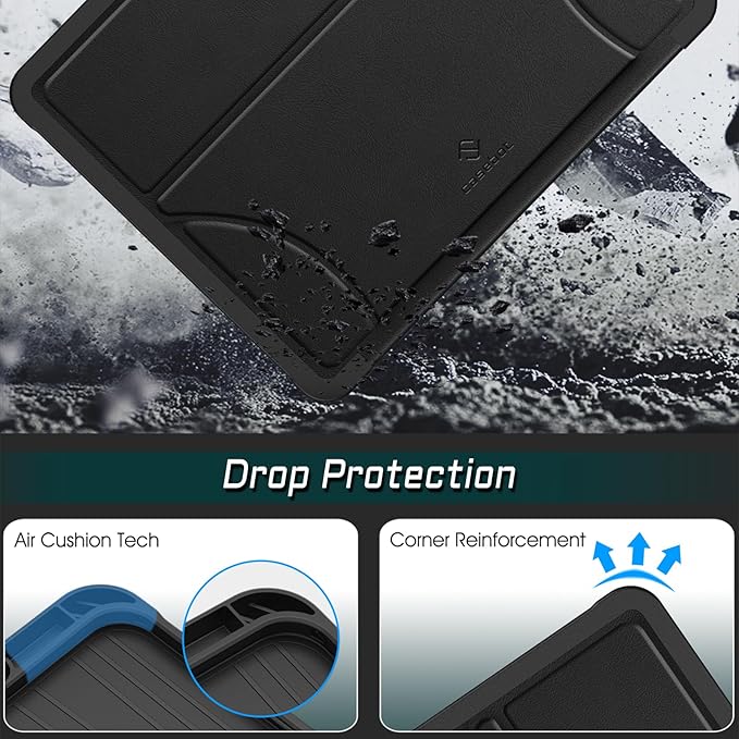 Fintie Magnetic Stand Case for iPad Air 13-inch M4/M3/M2 (2026/2025/2024) - Multiple Angles Shockproof Rugged Soft TPU Cover with Pencil Holder, Auto Sleep/Wake, Black