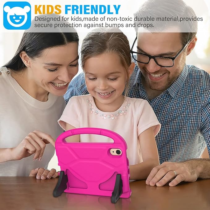 SUPLIK Kids Case for iPad mini 7 (A17 Pro) 2024 & iPad mini 6 (A15) 2021, 8.3-inch iPad mini 6th/7th Generation Case with Screen Protector, Durable Shockproof Kids Cover with Handle Stand, Pink