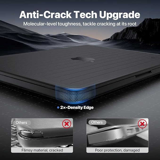 Soonjet TravelArmor for MacBook Pro 14 inch Case | M5 M4 M3 M2 M1 Pro/Max 2026 2025-2021 | Anti-Crack Tech | Ribbed Structure | Hard Shell Laptop Cover | Space Black Clear