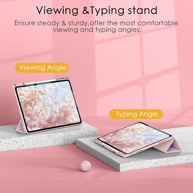 Soke Case for iPad Pro 12.9 Inch (6th/5th/4th/3rd Generation, 2022/2021/2020/2018) - Pencil Holder + Auto Sleep/Wake + Camera Protection, Transparent Shockproof Back Cover, Dreamy Marble