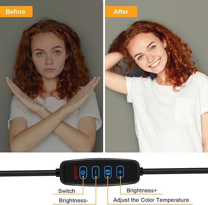 Video Conference Lighting - Webcam Light for Streaming, 3 Color Adjustable & Anti-Blue-Light, LED Monitor Laptop Light for Zoom Calls, Video Conference, Online Class, Live Streaming