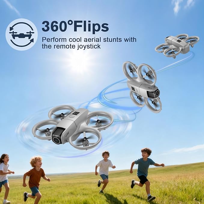 RC mini drone with carman 360 Flip Stunt Drone for Kids, Remote Control Quadcopter with Gravity Sensing, 3 Speed Modes, LED Light, 1 Batteries, altitude hold,headless mode,Foldable RC Plane Toys for teen Age 14+, Outdoor Fun Gifts easy to fly