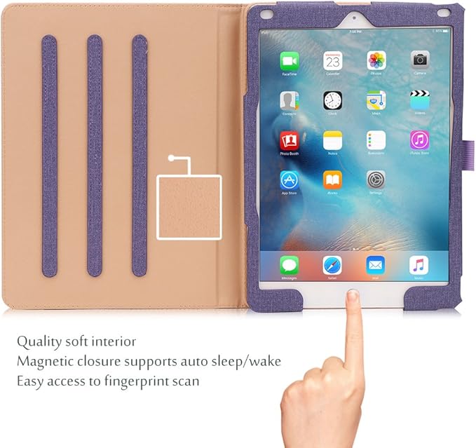 ProCase for iPad 9.7 Inch iPad 6th/5th Generation Case 2018 2017/iPad Air 2/Air 1 Case, Premium Leather Folio Corner Protection Multi-Angle Viewing Stand Cover with Front Pocket Pen Loop -Purple
