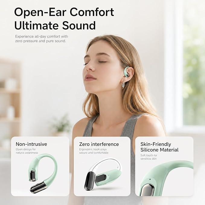 GALAAL Wireless Sport Earbuds Bluetooth Headphones,Lightweight Earbuds with Ear Hooks,Bluetooth5.4 Wireless Earphones,25H Playtime, IPX4 Waterproof Running Headphones for Gym(Green)