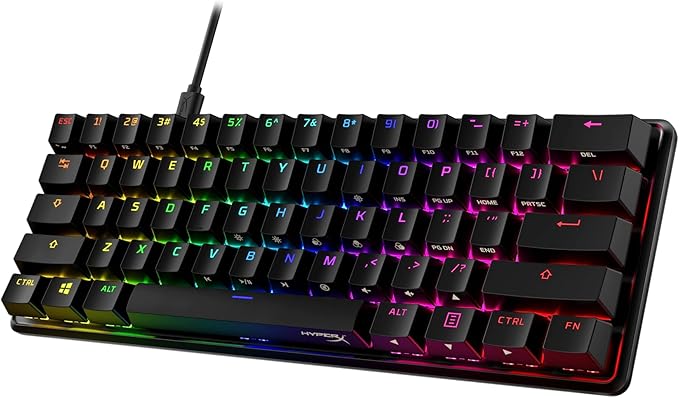 HyperX Alloy Origins 60 - Mechanical Gaming Keyboard - Ultra Compact 60% Form Factor - Tactile Aqua Switch - Double Shot PBT Keycaps - RGB LED Backlit - NGENUITY Software Compatible,Black