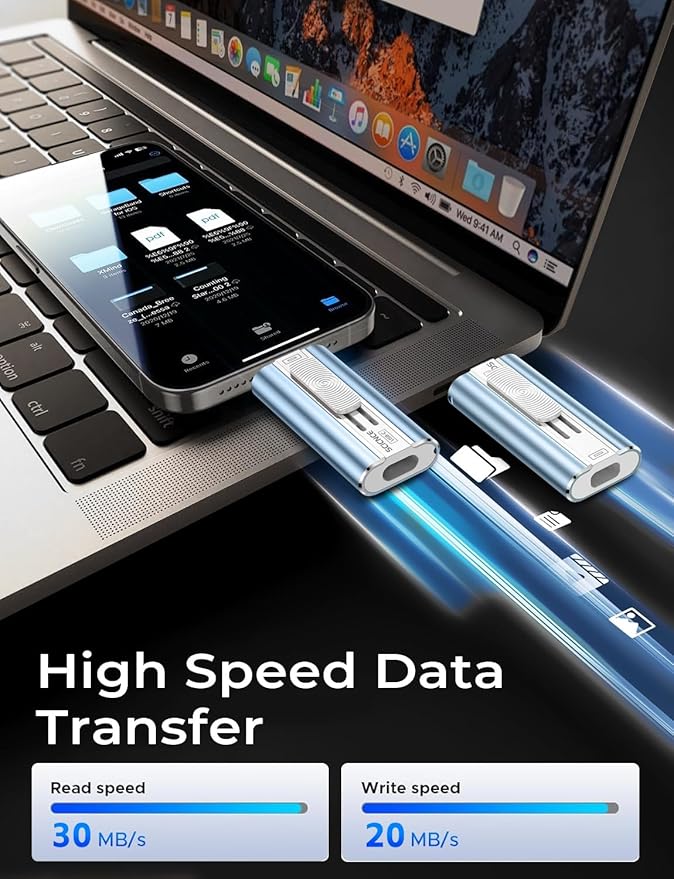 256GB Flash Drive Intended for Phone, USB External Memory Stick Storage Backup for Photos Videos, Plug and Play No APP Required, Compatible with iPhone iPad Android and PCs (1 Pack-Blue)