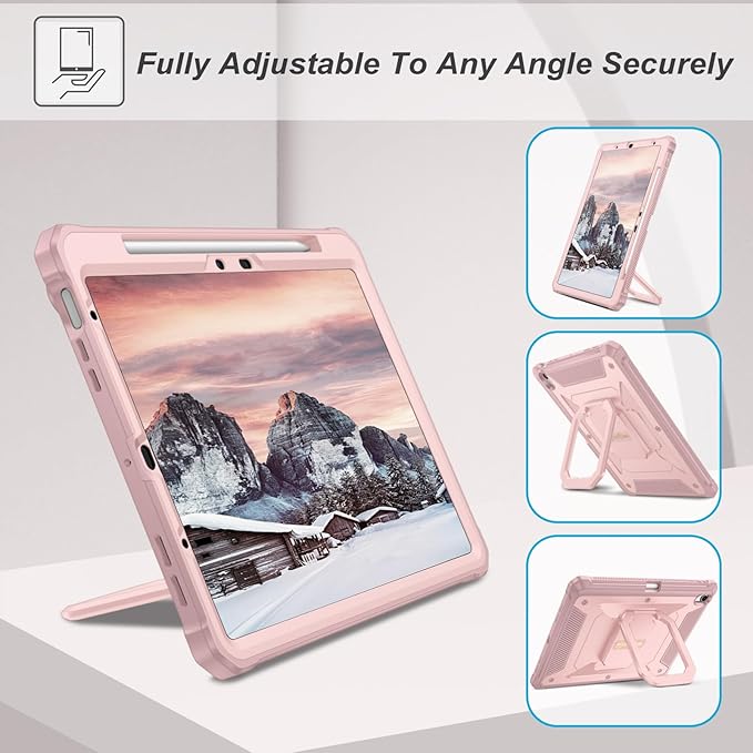 Fintie Case for iPad Air 11-inch M4/M3/M2 (2026/2025/2024), iPad Air 5th/4th Generation (2022/2020) 10.9 Inch - [Tuatara Magic Ring] 360 Degree Rotating Stand Cover with Screen Protector, Rose Gold