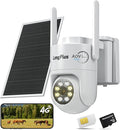4G LTE Cellular Solar Security Cameras Wireless Outdoor, AOV 24/7 Recording, No WiFi Needed Security Camera, 2K Color Night Vision, 360° View, PIR Motion Detection, Pan Tilt, Built in SIM & SD Card