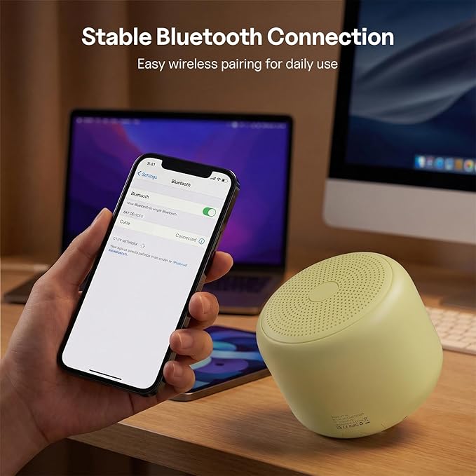Bobtot Portable Bluetooth Speakers with Strap Easy to Carry, Wireless Waterproof Mini Speaker with Loud Stereo Sound, 20 Hours Playtime, Rechargeable Battery, Built-in Microphone, Beige