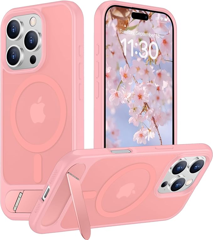 Magnetic Compatible with iPhone 16 Pro Case, [Built-in Invisible Kickstand][Compatible with MagSafe][Military Grade Shockproof] Slim Translucent Matte Phone Case for iPhone 16 Pro 6.3"