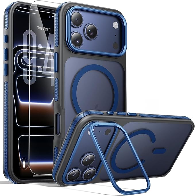 2 in 1 for iPhone 17 Pro Max Case,[1 Screen Protector],7X Military-Grade Drop Protection,Fits MagSafe,Tough, Rugged & Durable for Heavy Duty iPhone 17 Pro Max Case,Blue